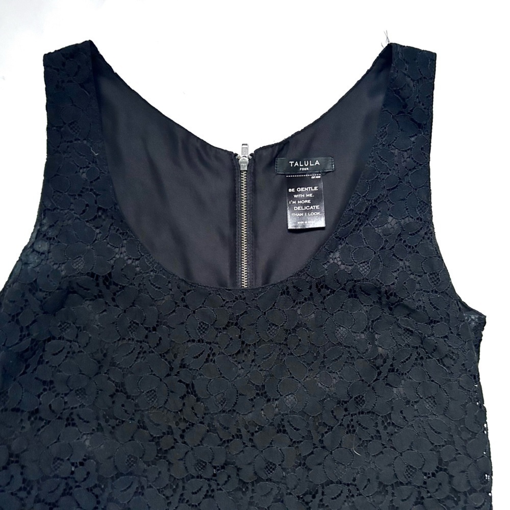 Aritzia talula black lace dress mini size 4 shirt dress back exposed zipper - Picture 3 of 8